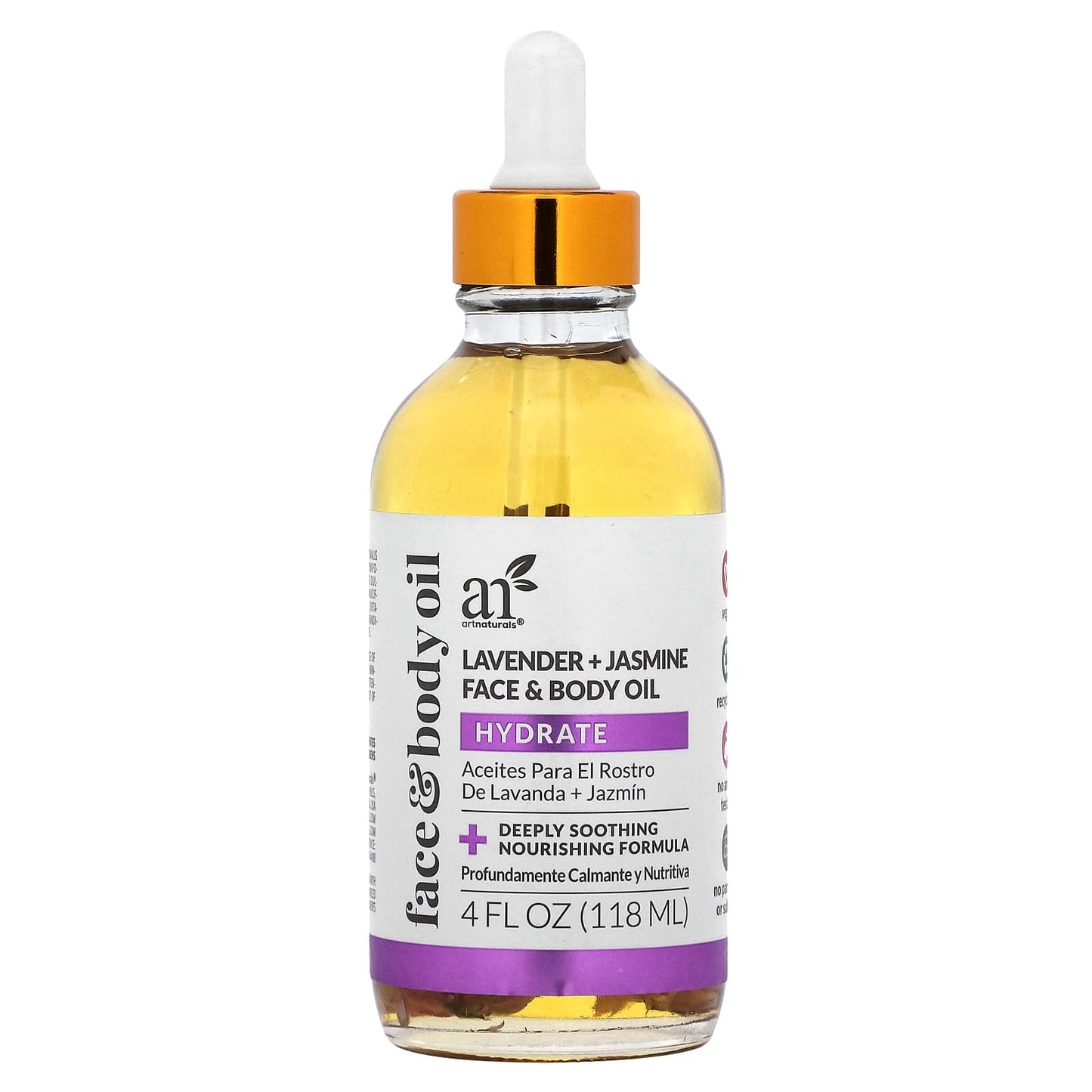 artnaturals-Face & Body Oil-Lavender + Jasmine -4 fl oz (118 ml)