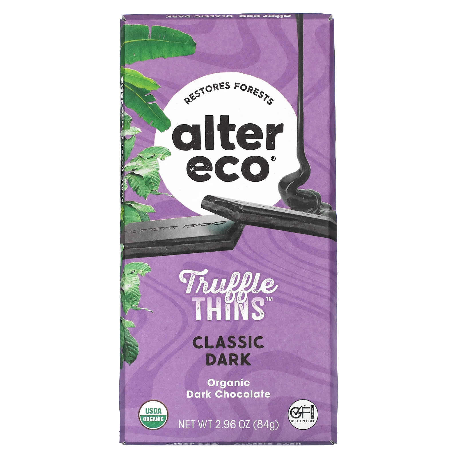 Alter Eco-Truffle Thins-Organic Dark Chocolate Bar-Classic Dark-2.96 oz (84 g)