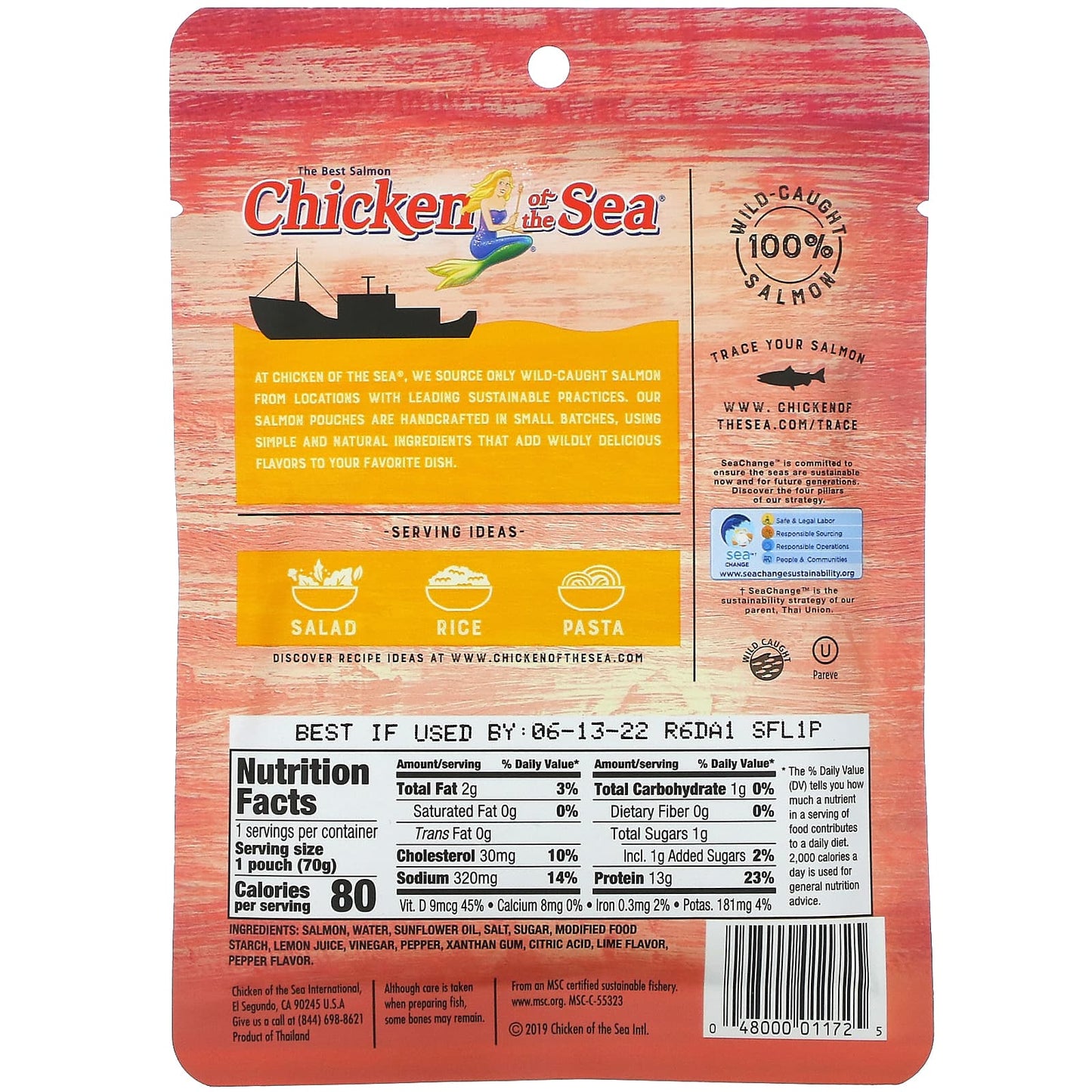 Chicken of the Sea, Wild-Caught Pink Salmon, Lemon Pepper, 2.5 oz (70 g)