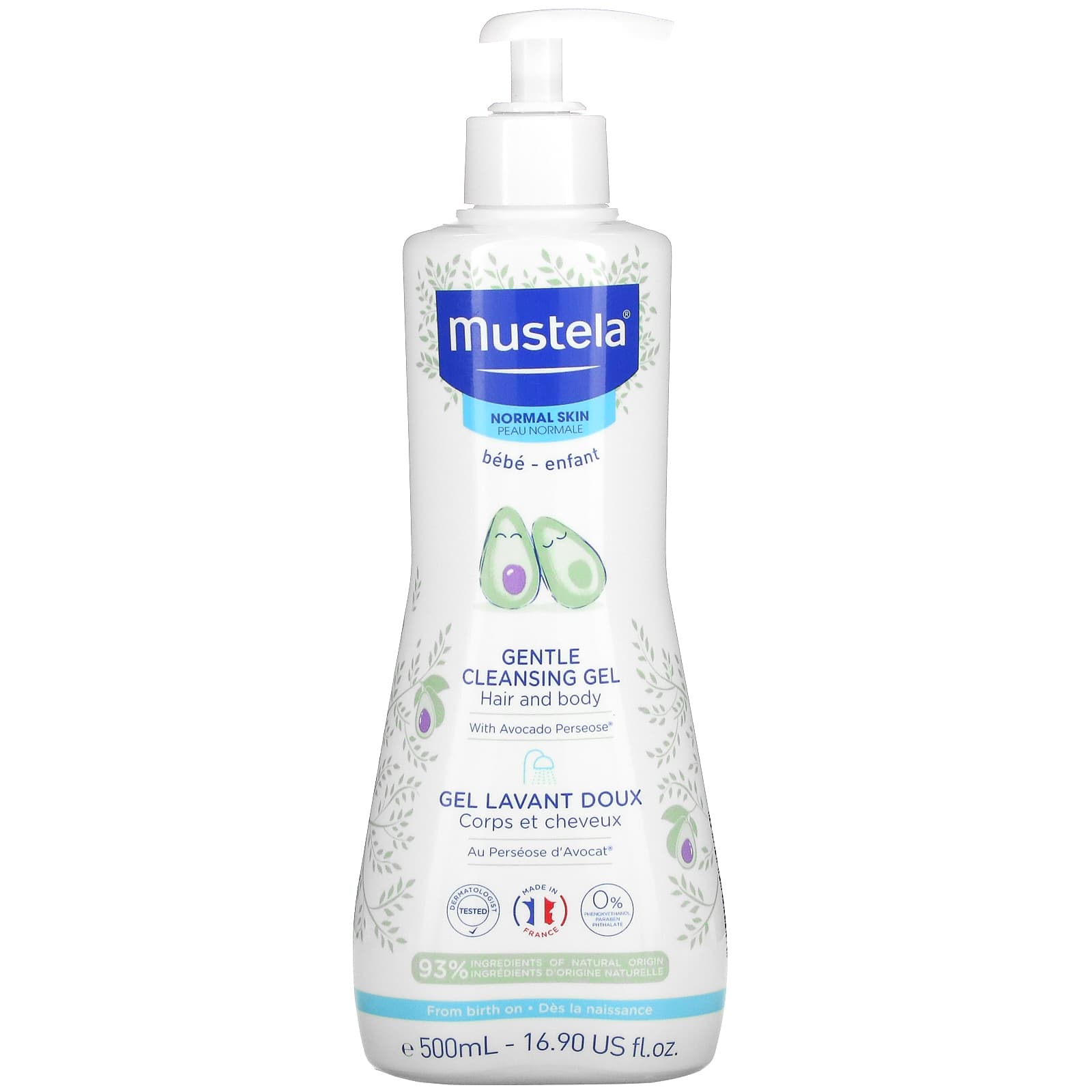 Mustela-Baby-Gentle Cleansing Hair and Body Gel with Avocado-For Normal Skin-16.90 fl oz (500 ml)