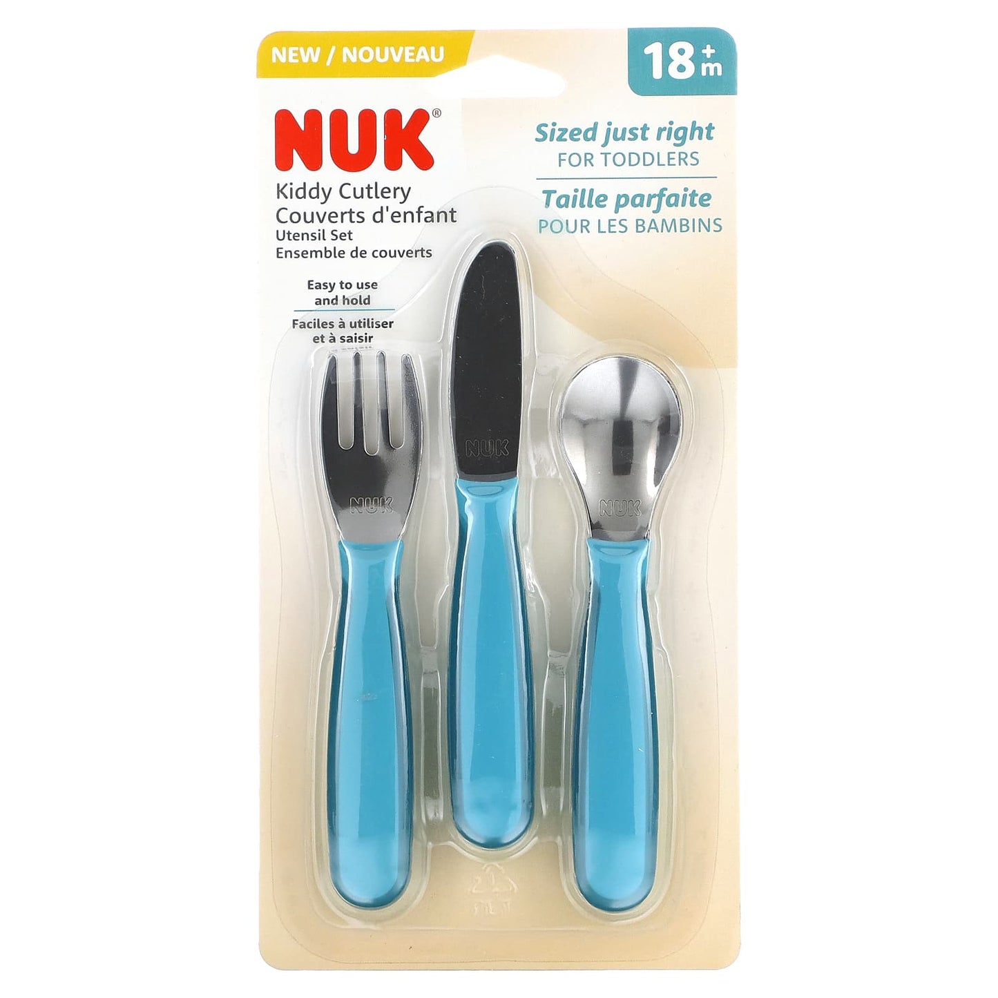 NUK-Kiddy Cutlery-Utensil Set-18+ Months-Blue-3 Pieces