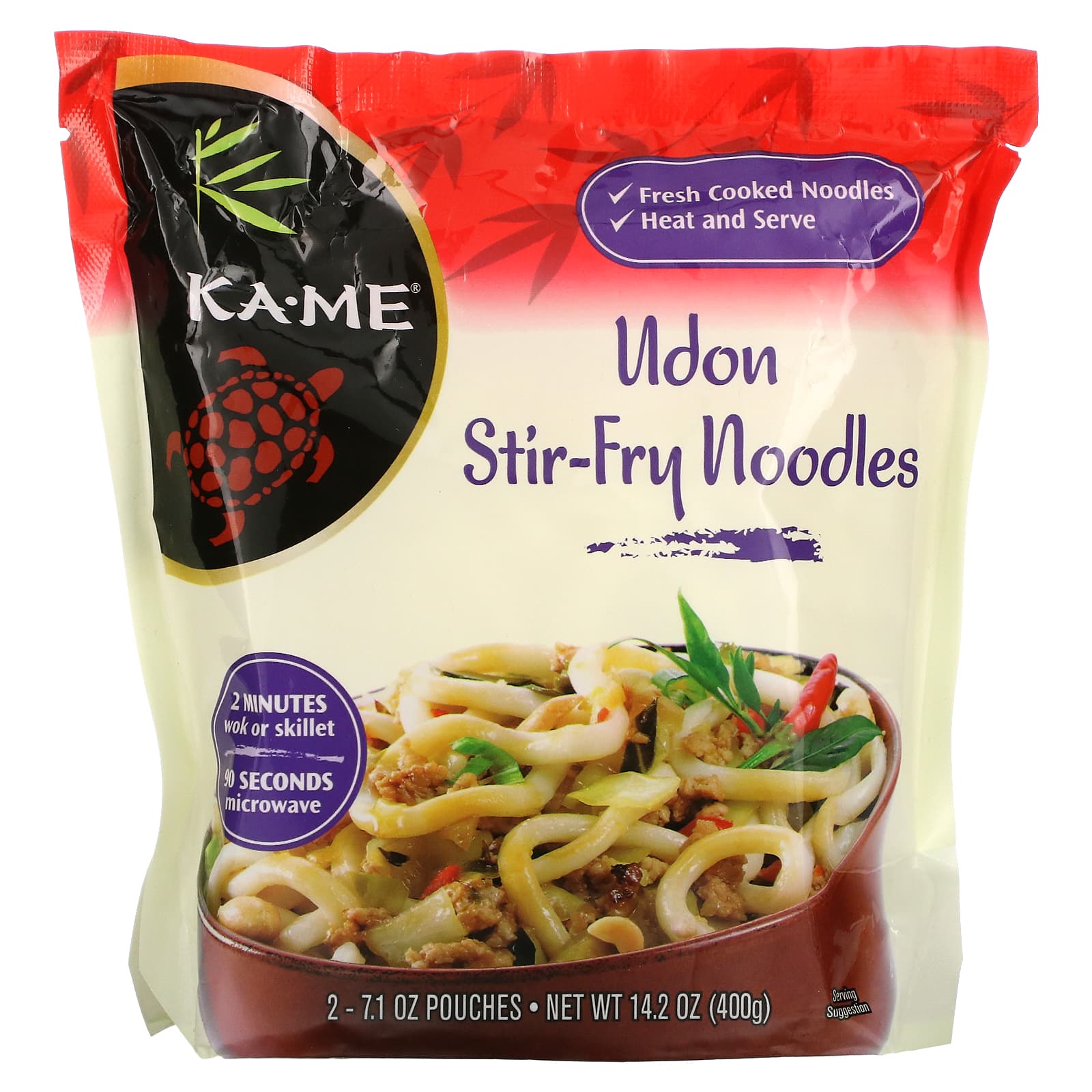 KA-ME-Udon Stir-Fry Noodles-2 Pouches-7.1 oz Each