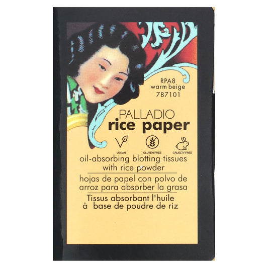 Palladio-Rice Paper-Oil-Absorbing Blotting Tissues-Warm Beige RPA8-40 Tissues