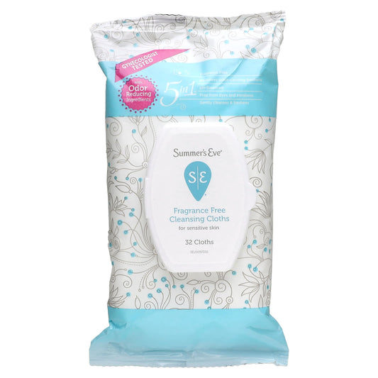 Summer's Eve-5 in 1 Cleansing Cloths-Fragrance Free-32 Cloths