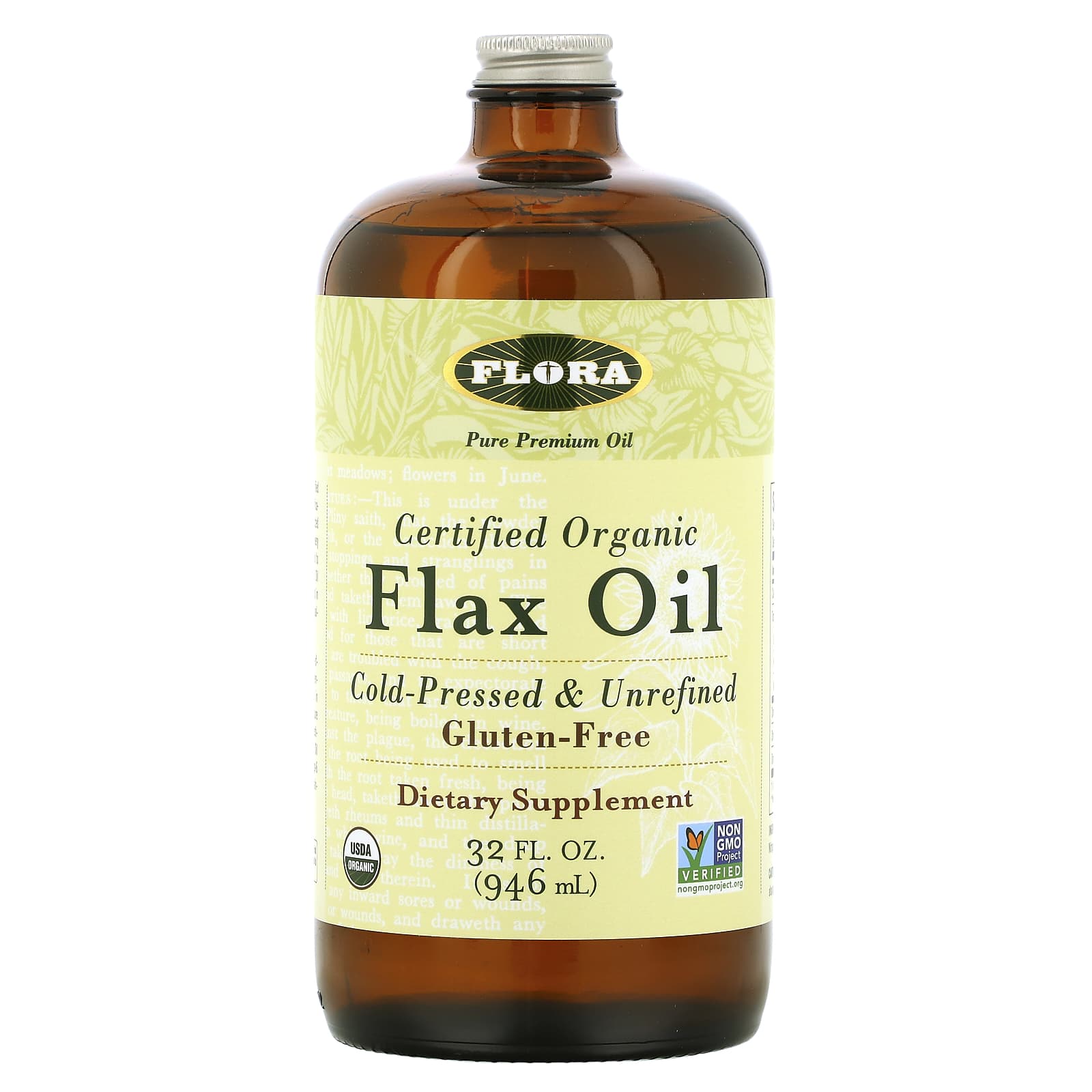 Flora-Certified Organic Flax Oil-32 fl oz (946 ml)