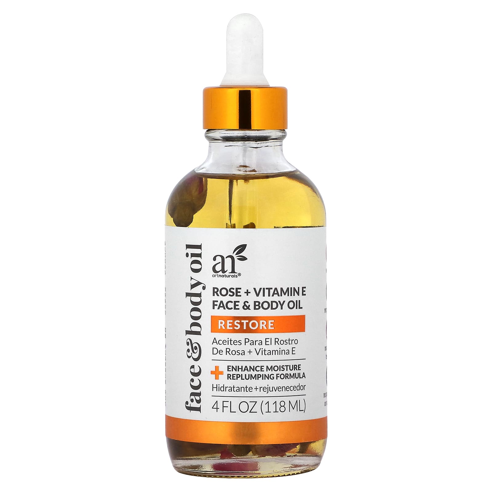 artnaturals-Face & Body Oil-Rose + Vitamin E-4 fl oz (118 ml)