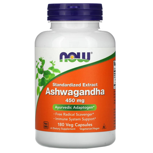 NOW Foods-Standardized Extract Ashwagandha-450 mg-180 Veg Capsules