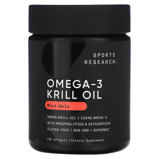 Sports Research-Omega-3 Krill Oil-Mini-Gels-500 mg-120 Softgels