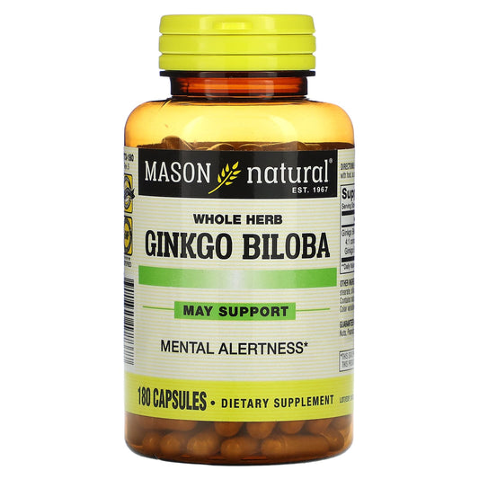 Mason Natural-Whole Herb Ginkgo Biloba-180 Capsules