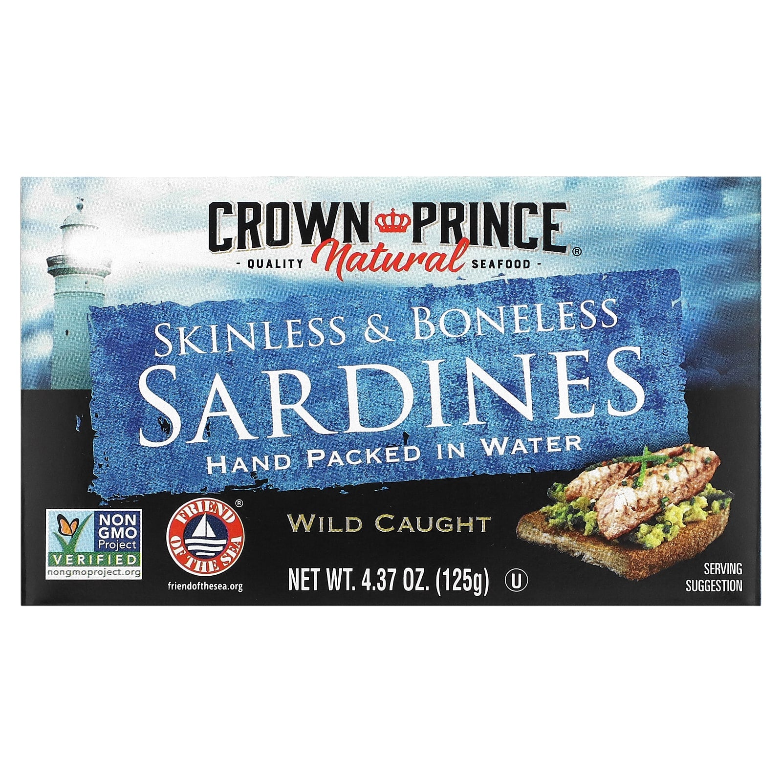 Crown Prince Natural-Skinless & Boneless Sardines-In Water-4.37 oz (125 g)