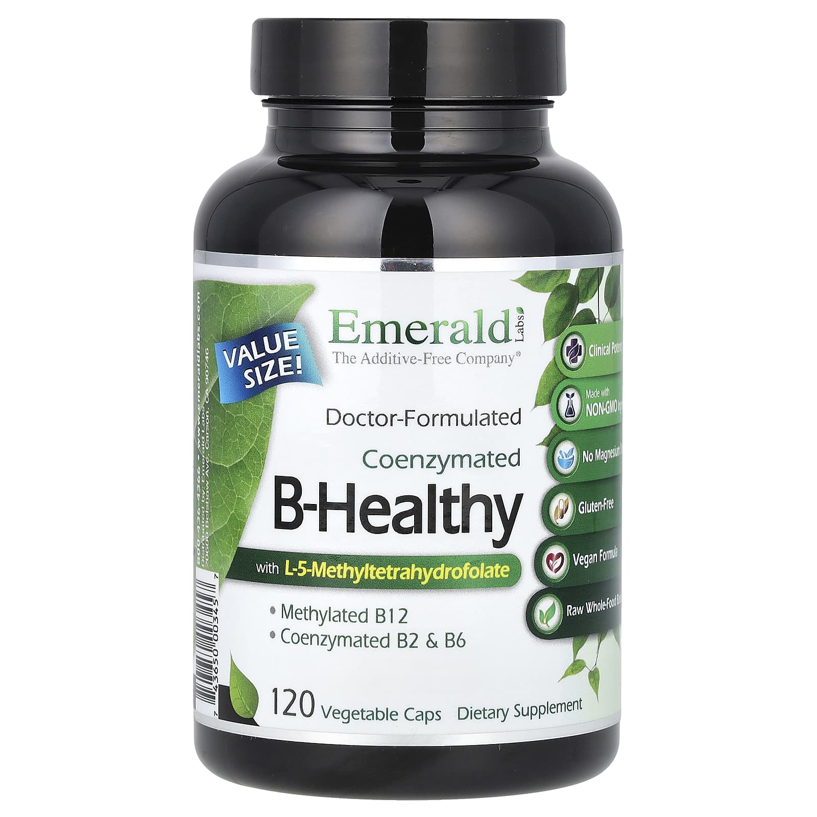 Emerald Laboratories-Coenzymated B-Healthy With L-5-Methyltetrahydrofolate-120 Vegetable Caps