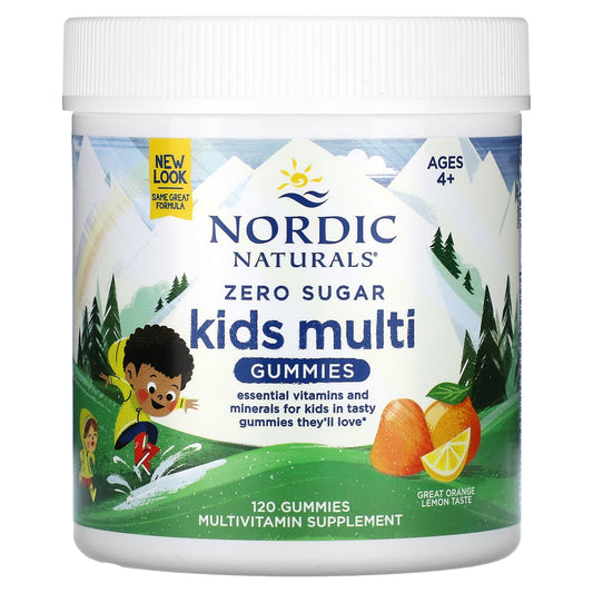 Nordic Naturals-Zero Sugar Kids Multi Gummies-Ages 4 +-Orange Lemon-120 Gummies