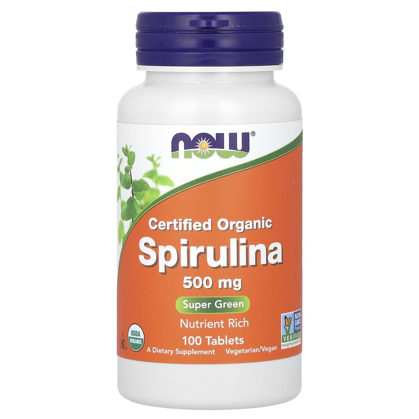 NOW Foods-Certified Organic Spirulina-3,000 mg-100 Tablets (500 mg per Tablet)