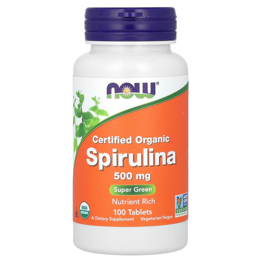 NOW Foods-Certified Organic Spirulina-3,000 mg-100 Tablets (500 mg per Tablet)