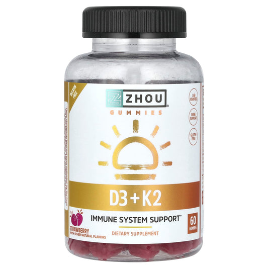 Zhou Nutrition-D3 + K2 Gummies-Strawberry-60 Gummies