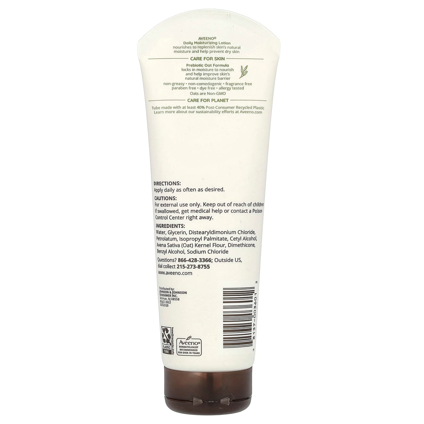 Aveeno, Daily Moisturizing Body Lotion, Fragrance Free, 8 oz (227 g)