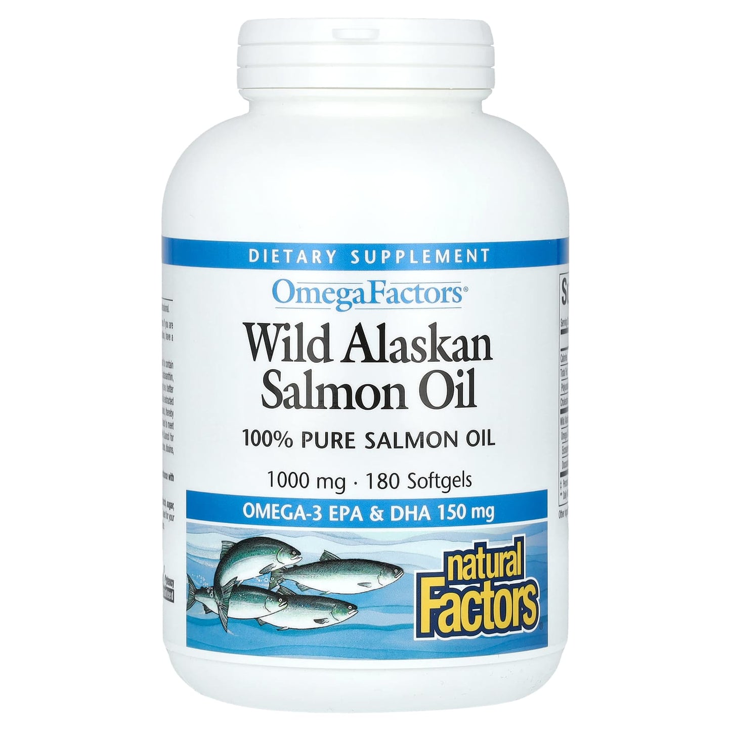 Natural Factors-OmegaFactors-Wild Alaskan Salmon Oil-1,000 mg-180 Softgels