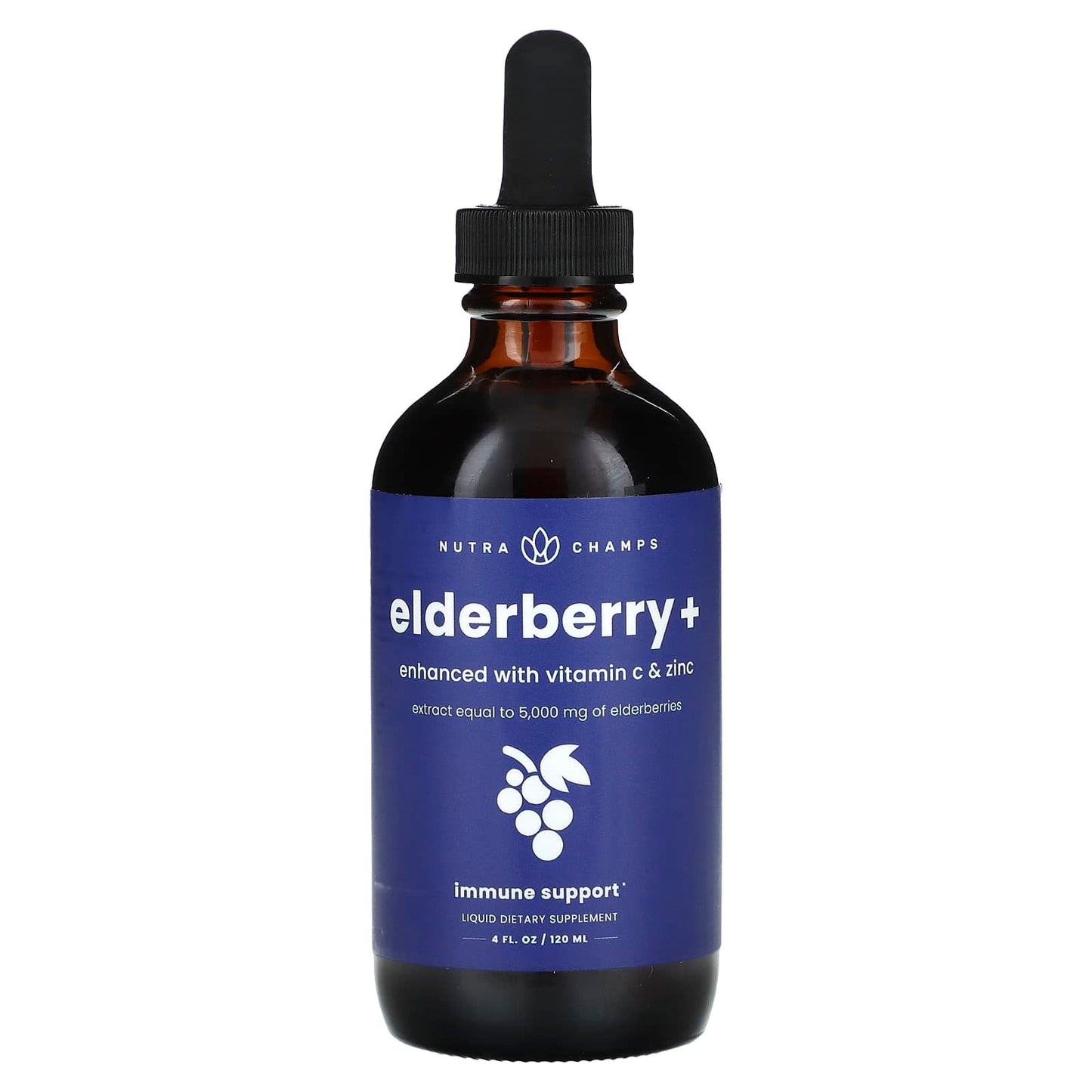 NutraChamps, Elderberry+, Enhanced with Vitamin C & Zinc, Natural Berry, 4 fl oz (120 ml)