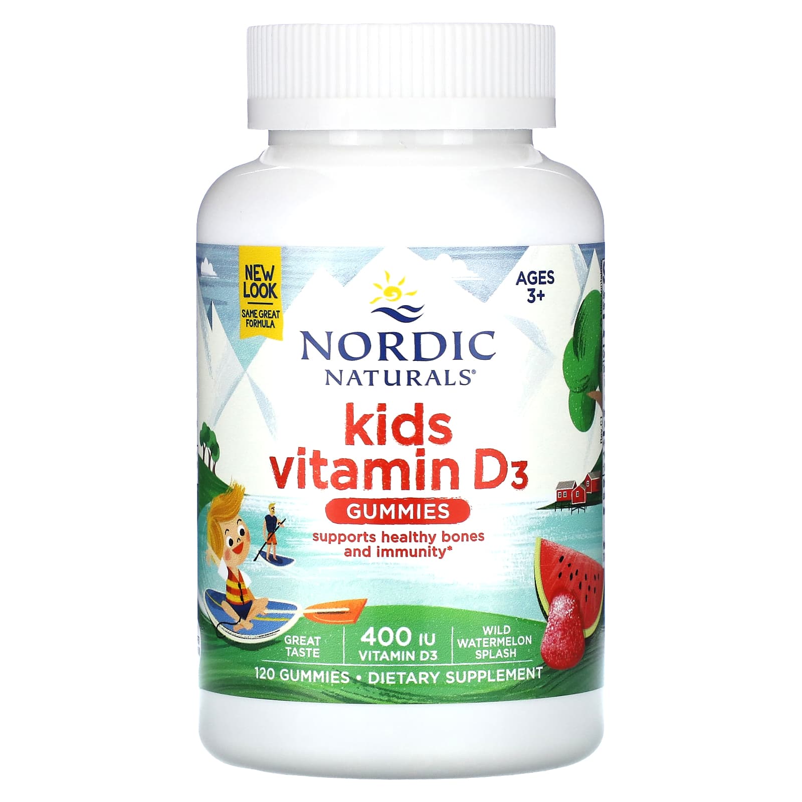 Nordic Naturals-Kids Vitamin D3 Gummies-Ages 3+-Wild Watermelon Splash-400 IU-120 Gummies