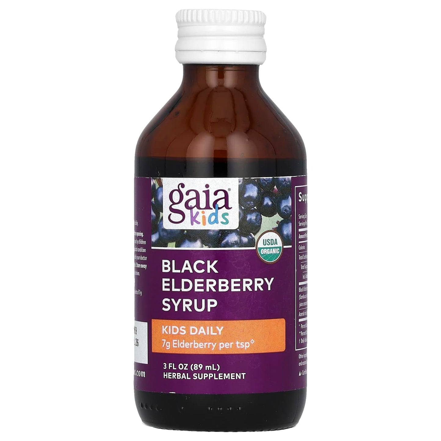 Gaia Herbs, Kids Daily, Black Elderberry Syrup, 3 fl oz (89 ml)