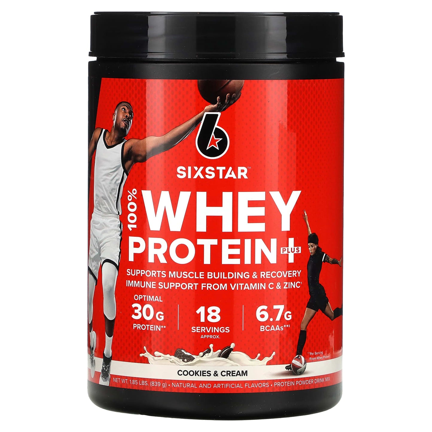 SIXSTAR-100% Whey Protein Plus-Cookies & Cream-1.85 lbs (839 g)