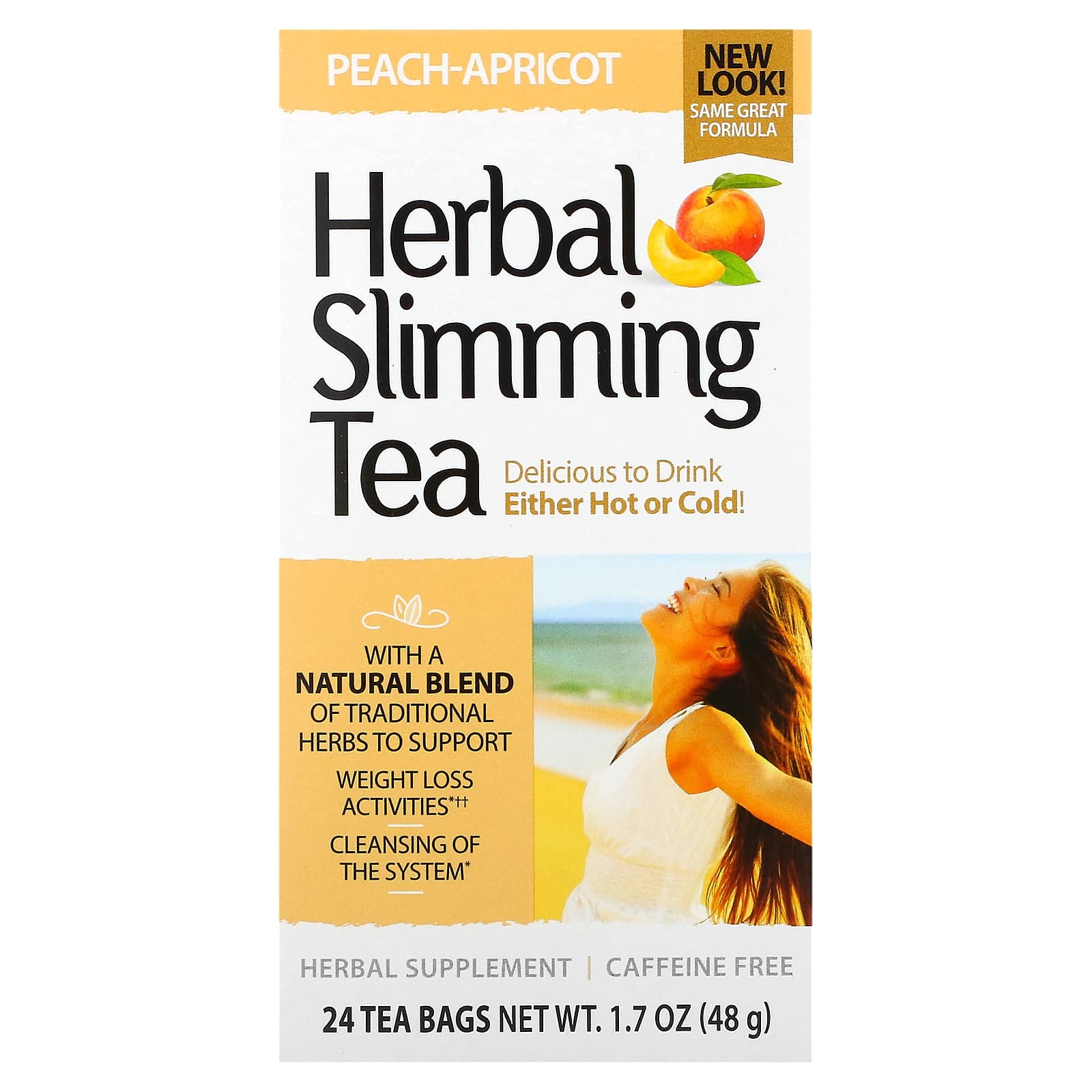 21st Century-Herbal Slimming Tea-Peach-Apricot-Caffeine Free-24 Tea Bags-1.7 oz (48 g)