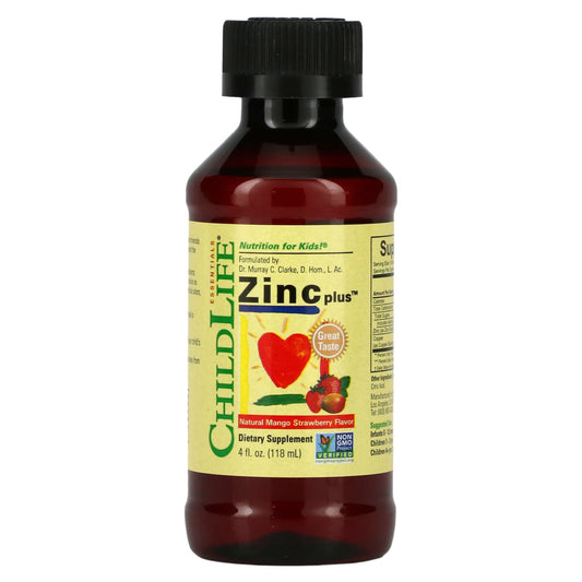 ChildLife Essentials-Essentials-Zinc Plus-Natural Mango Strawberry -4 fl oz (118 ml)