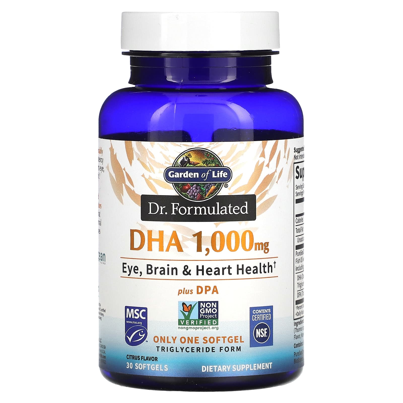 Garden of Life-Dr. Formulated DHA plus DPA-Citrus-1,000 mg-30 Softgels