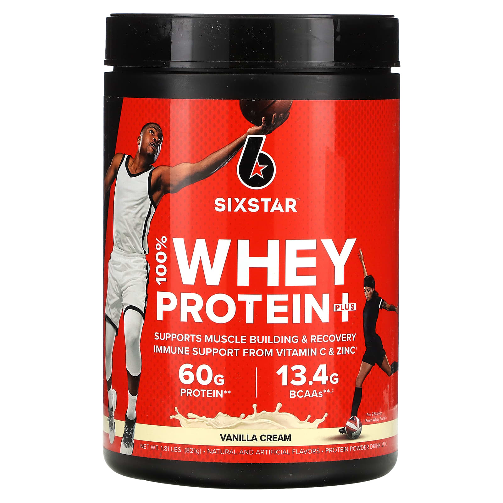 SIXSTAR-100% Whey Protein Plus-Vanilla Cream-1.81 lbs (821 g)