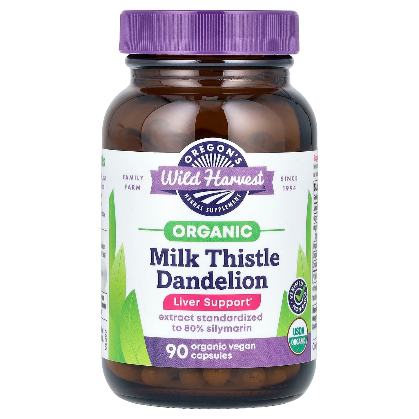 Oregon's Wild Harvest-Organic Milk Thistle Dandelion-90 Organic Vegan Capsules