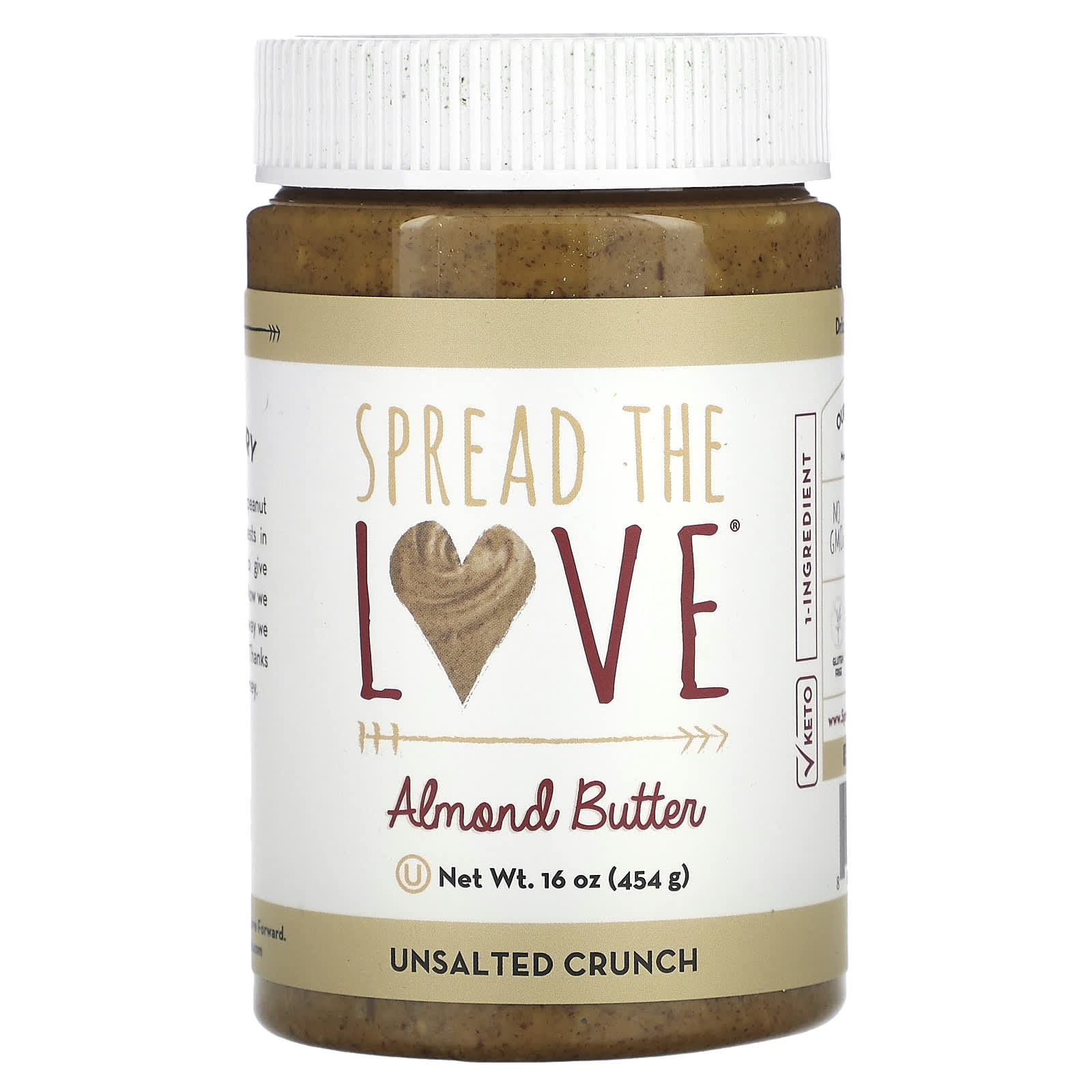 Spread The Love-Almond Butter-Unsalted Crunch-16 oz (454 g)