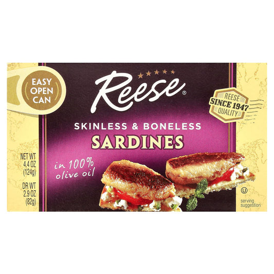 Reese-Skinless & Boneless Sardines in 100% Olive Oil-4.4 oz (124 g)