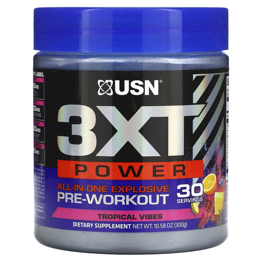 USN-3XT Power-All-In-One Explosive Pre-Workout-Tropical Vibes-10.58 oz (300 g)