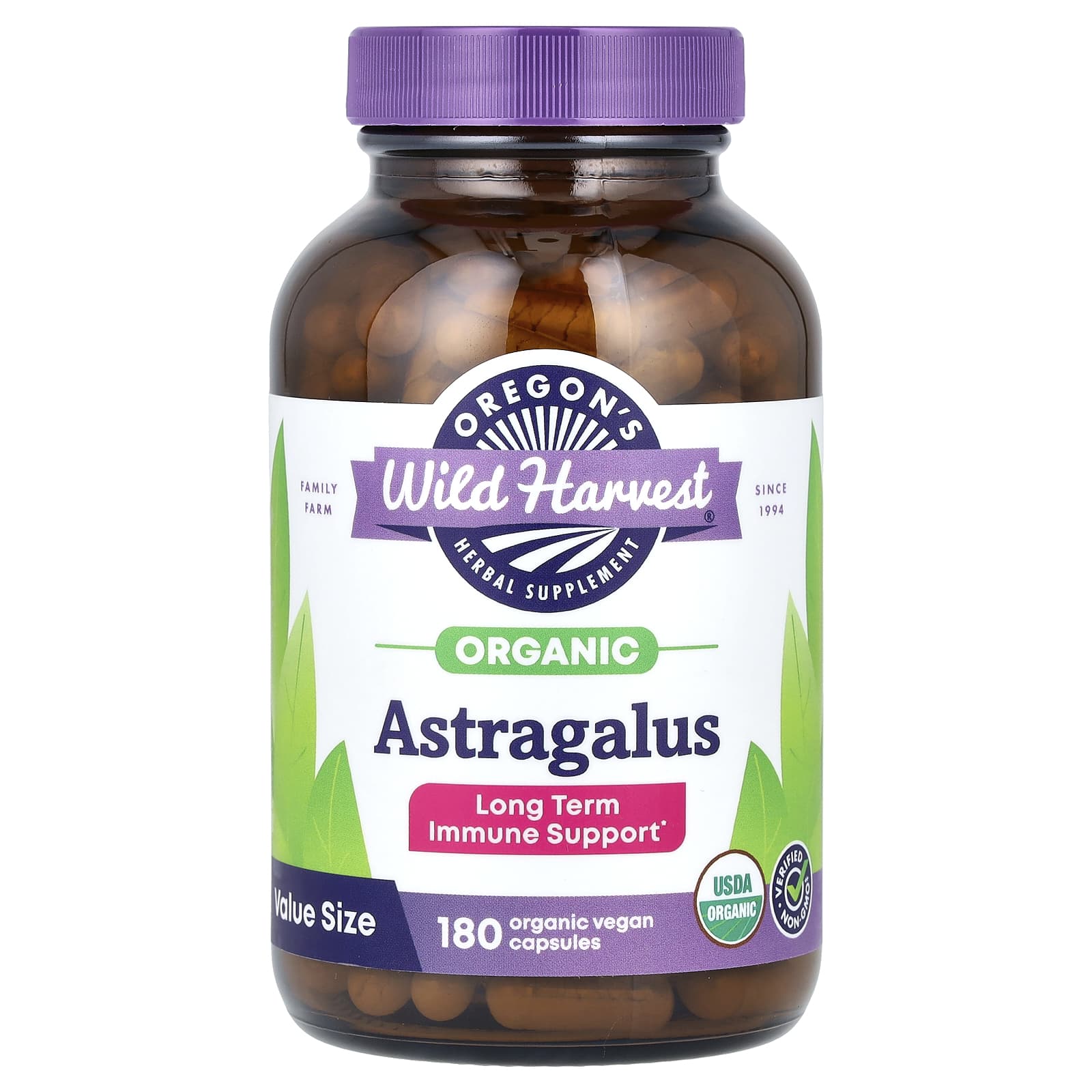 Oregon's Wild Harvest-Organic Astragalus-180 Organic Vegan Capsules