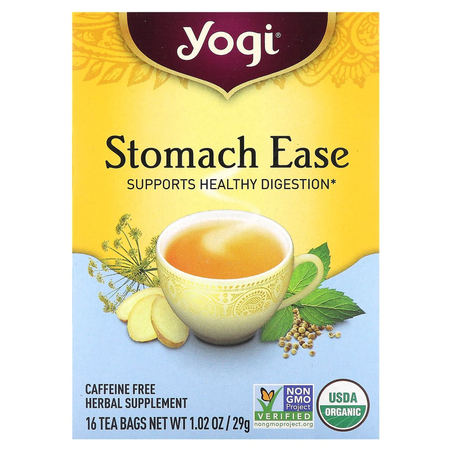 Yogi Tea-Stomach Ease-Caffeine Free-16 Tea Bags-1.02 oz (29 g)