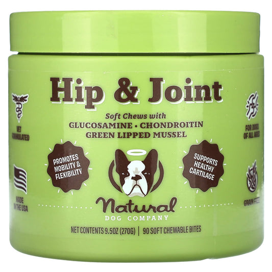 Natural Dog Company-Hip & Joint-For Dogs-All Ages-90 Soft Chewable Bites-9.5 oz (270 g)