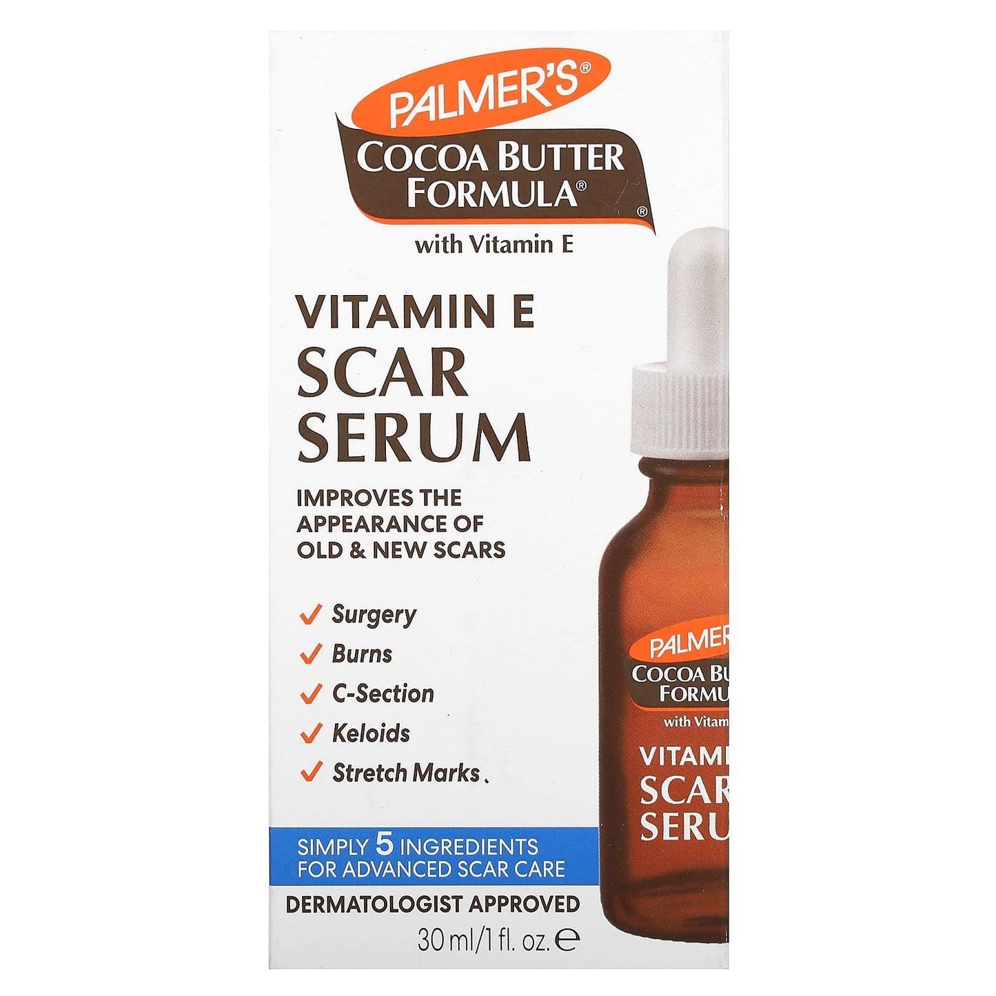 Palmer's, Cocoa Butter Formula, Vitamin E Scar Serum, Fragrance Free, 1 fl oz (30 ml)