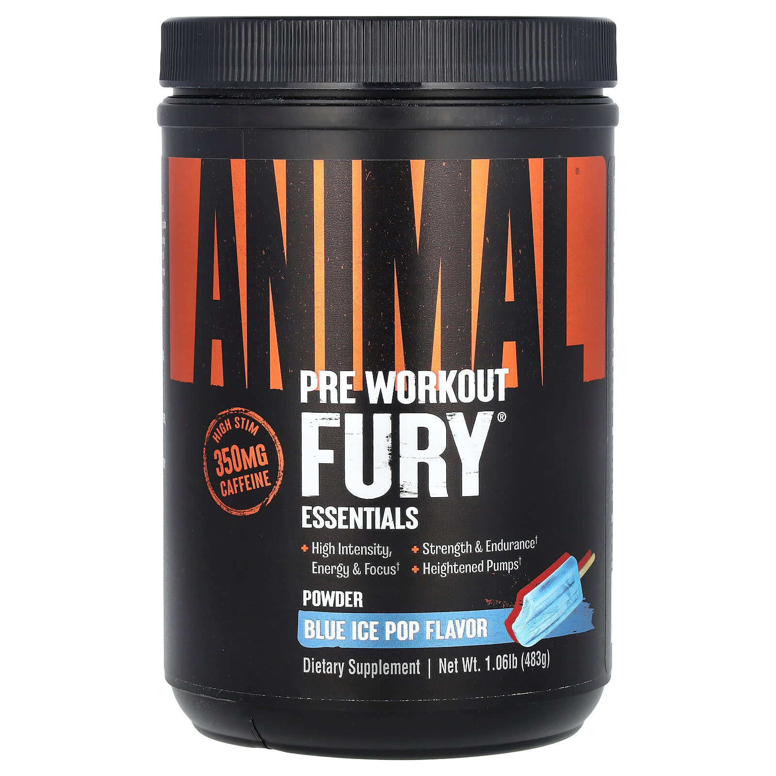 Animal-Fury Essentials-Pre Workout-Blue Ice Pop-1.06 lbs (483 g)