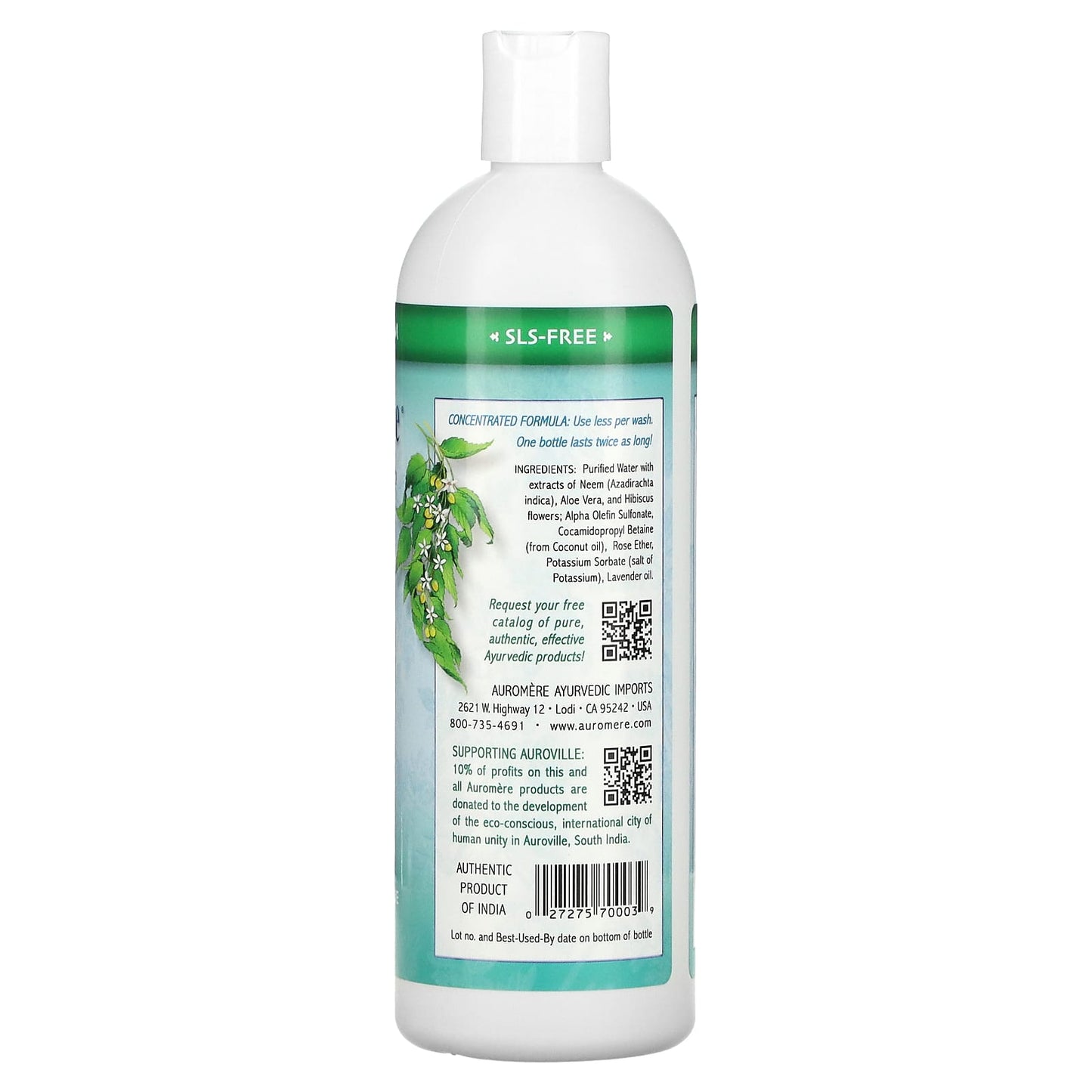 Auromere, Ayurvedic Shampoo with Neem, Aloe Vera, 16 fl oz (473 ml)