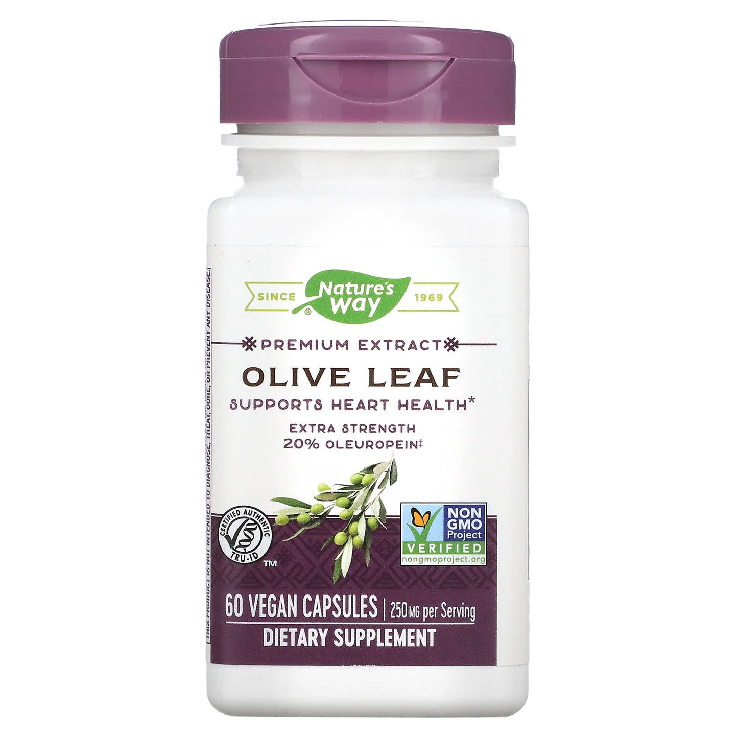 Nature's Way-Premium Extract-Olive Leaf-Extra Strength-250 mg-60 Vegan Capsules