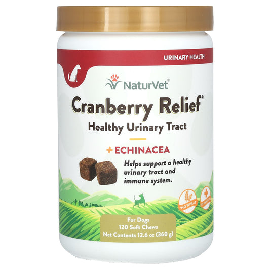 NaturVet-Cranberry Relief-Healthy Urinary Tract + Echinacea-For Dogs-120 Soft Chews-12.6 oz (360 g)