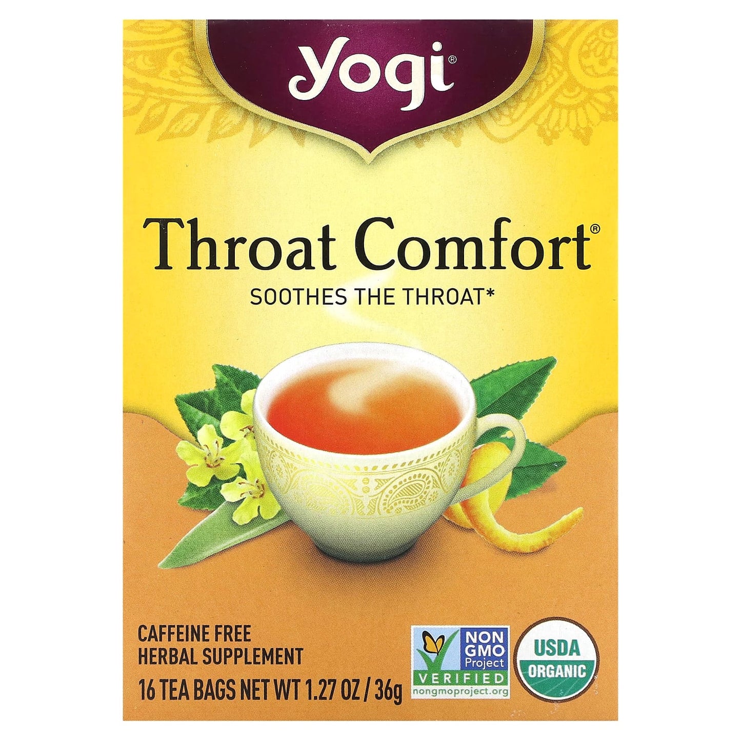 Yogi Tea-Throat Comfort-Caffeine Free-16 Tea Bags-1.27 oz (36 g)