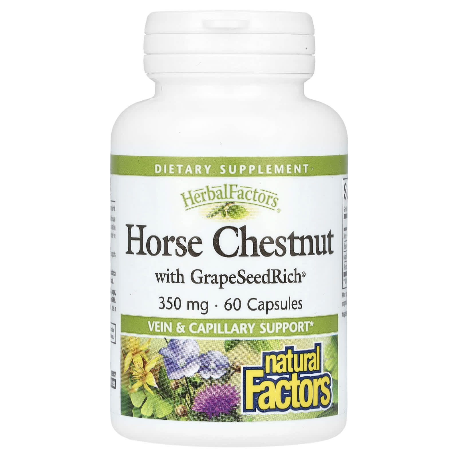 Natural Factors-HerbalFactors-Horse Chestnut with GrapeSeedRich-350 mg-60 Capsules