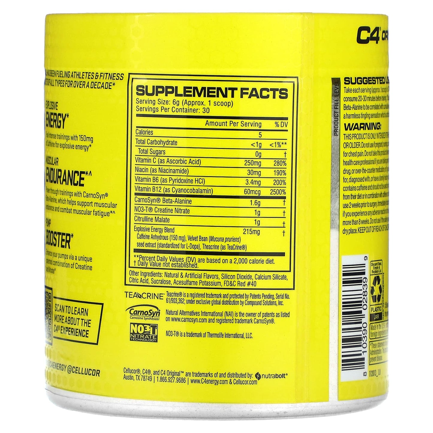 Cellucor, C4 Original, Pre-Workout, Fruit Punch, 6.3 oz (180 g)