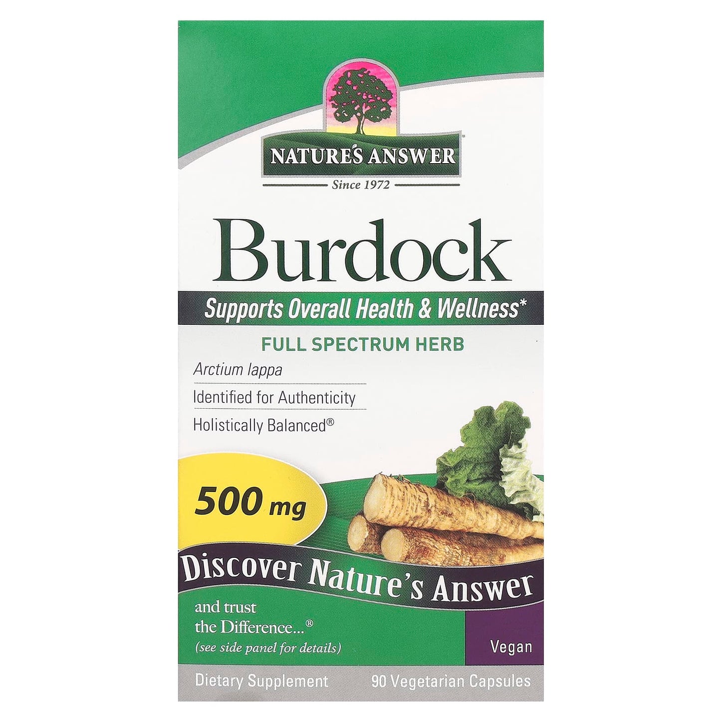 Nature's Answer-Burdock-500 mg-90 Vegetarian Capsules