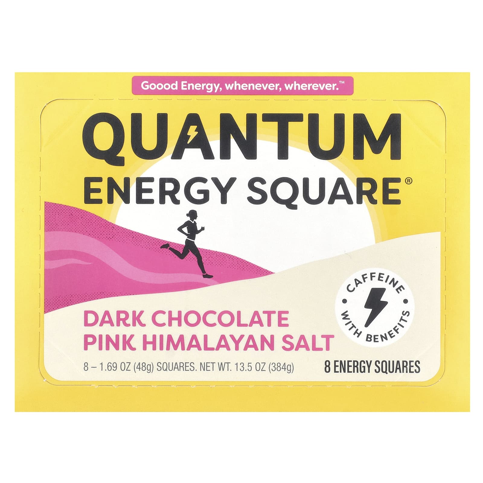 Quantum Energy Square-Dark Chocolate Pink Himalayan Salt-8 Squares-1.69 oz (48 g) Each