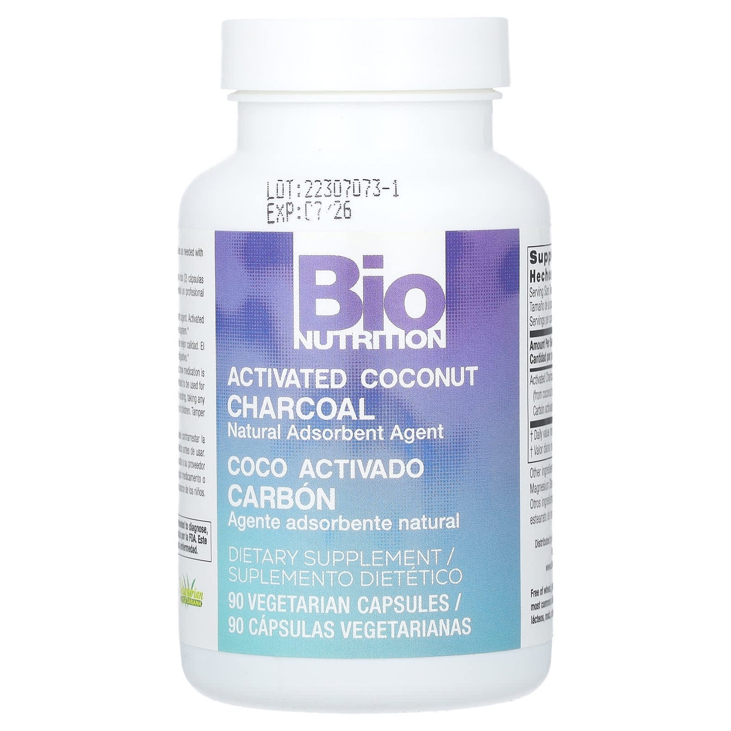 Bio Nutrition, Activated Coconut Charcoal, 90 Vegetarian Capsules