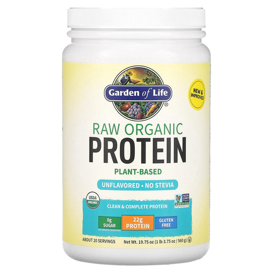 Garden of Life-RAW Organic Protein-Plant-Based-Unflavored-19.75 oz (560 g)