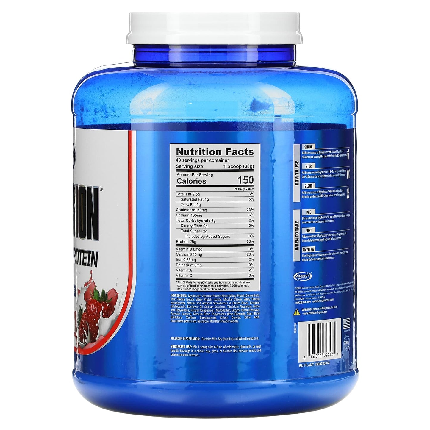 Gaspari Nutrition, MyoFusion, Advanced Protein, Strawberries & Cream, 4 lbs (1.81 g)