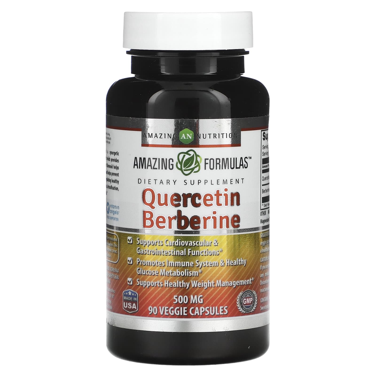 Amazing Nutrition-Quercetin Berberine-500 mg-90 Veggie Capsules